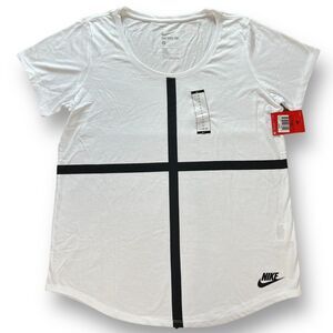 Nike Tee Womens Athletic Fit Black White Cross T Shirt - Size Large NWT